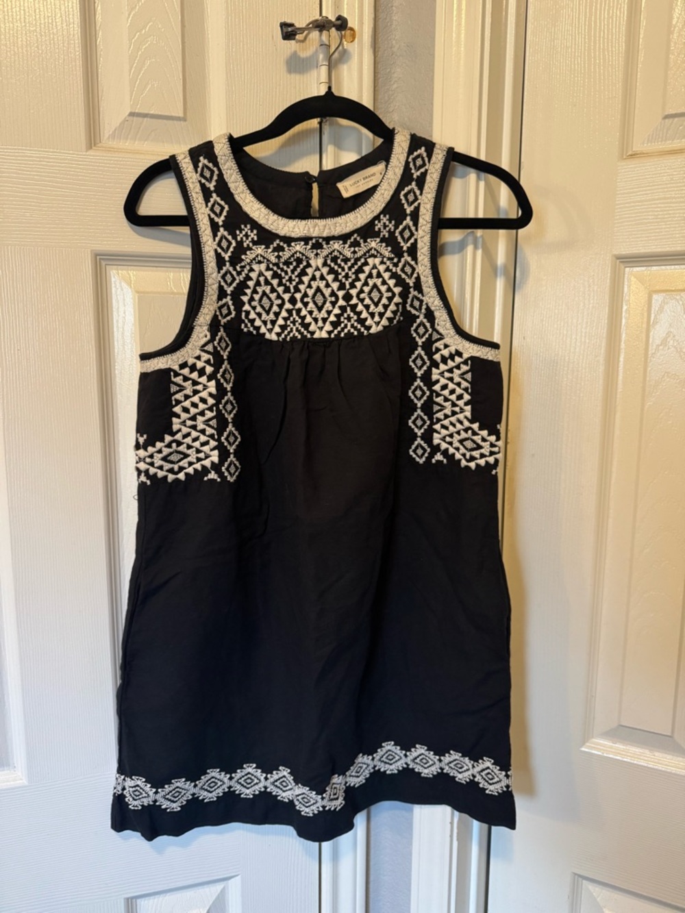 Lucky Brand Black Dress with White Embroidered Detail